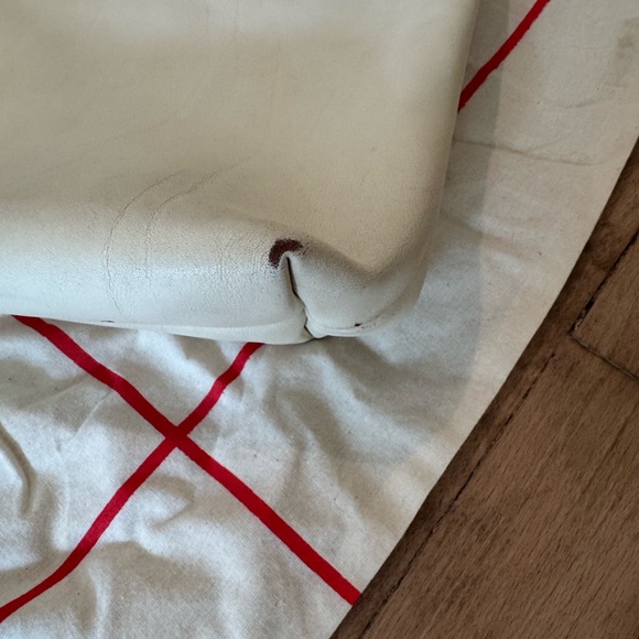 CLARE V Cream Tote Bag with Yellow Handles - Picture 3 of 6